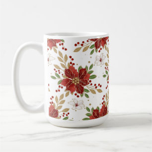 Elegant Winter Poinsettia Floral Pattern Coffee Mug