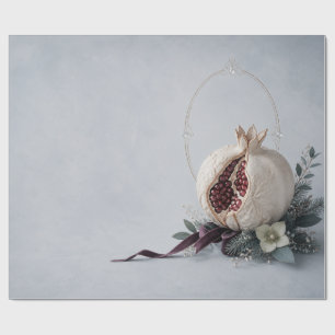 Elegant Winter Pomegranate Pearl Christmas Wrappin Wrapping Paper