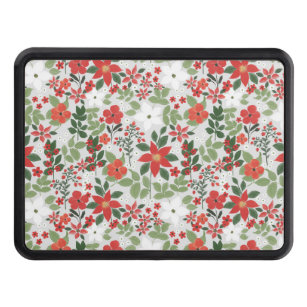 Elegant Winter Red White Floral Painting Trailer Hitch Cover