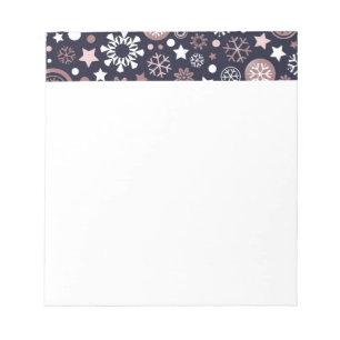 Elegant winter rose gold metallic snowflakes  notepad
