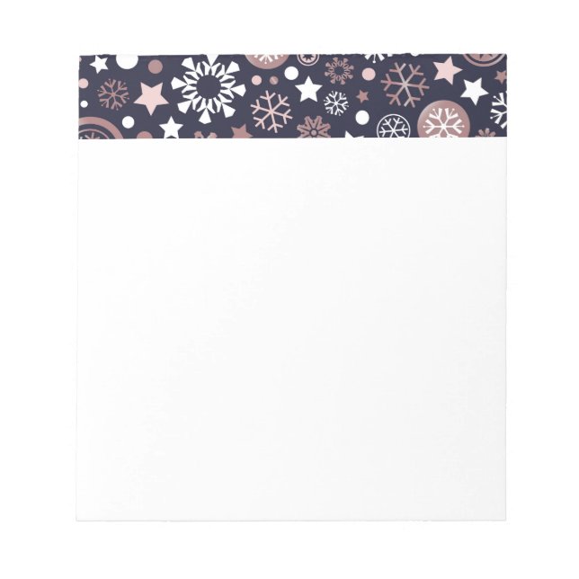Elegant winter rose gold metallic snowflakes  notepad (Front)