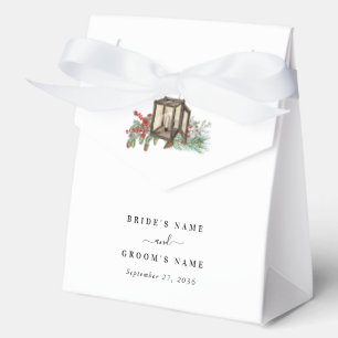 Elegant Winter Rustic Pine Trees Lantern Wedding Favor Box