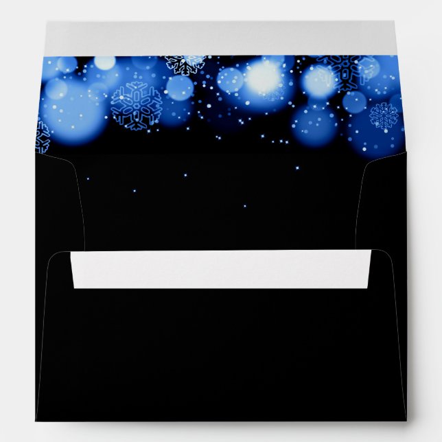 Elegant Winter Save The Date Blue Lights Envelope (Back (Bottom))