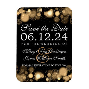 Elegant Winter Save The Date Gold Lights Magnet