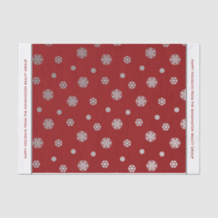 Elegant Winter Silver Red Snowflakes Pattern Tissue Paper