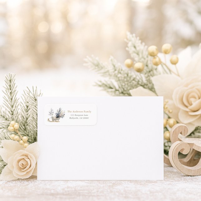 Elegant Winter Sleigh Floral Return Address (Creator Uploaded)