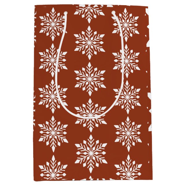 Elegant Winter Snowflake Medium Gift Bag (Front)