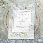 Elegant Winter Snowflakes Greenery Baby Shower Invitation<br><div class="desc">Featuring delicate watercolour leaves on a winter frost background,  this chic gender neutral baby shower or sprinkle invitation can be personalized with your special day information. Designed by Thisisnotme©</div>