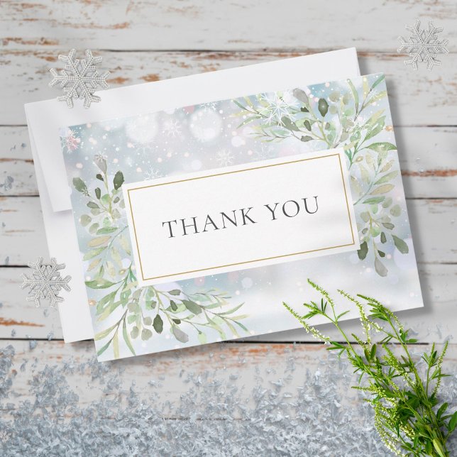 Elegant Winter Snowflakes Greenery Thank You (Creator Uploaded)