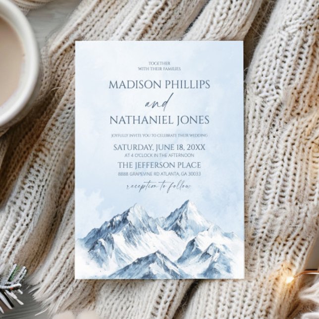 Elegant Winter Snowy Mountain Landscape Wedding Invitation (Creator Uploaded)