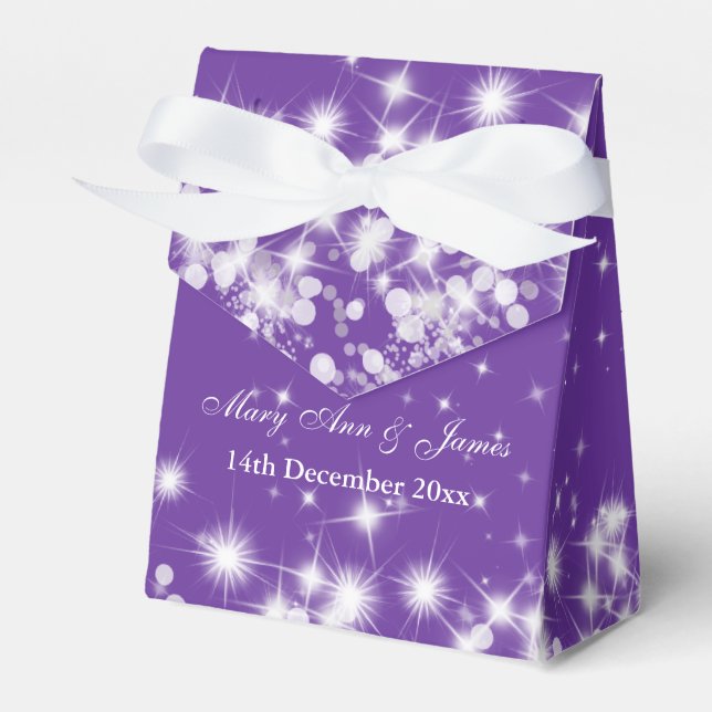 Elegant Winter Sparkle Purple Favor Box (Front Side)