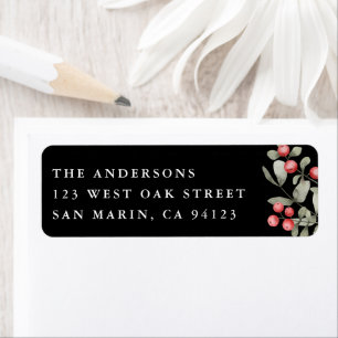 Elegant Winter Watercolor Botanical Return Address