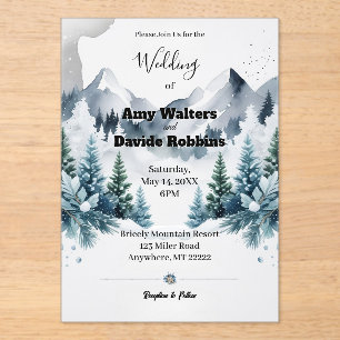 Elegant Winter Wedding Invitation Acrylic