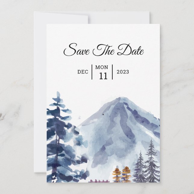 Elegant Winter Wedding Invitation Card template  (Back)