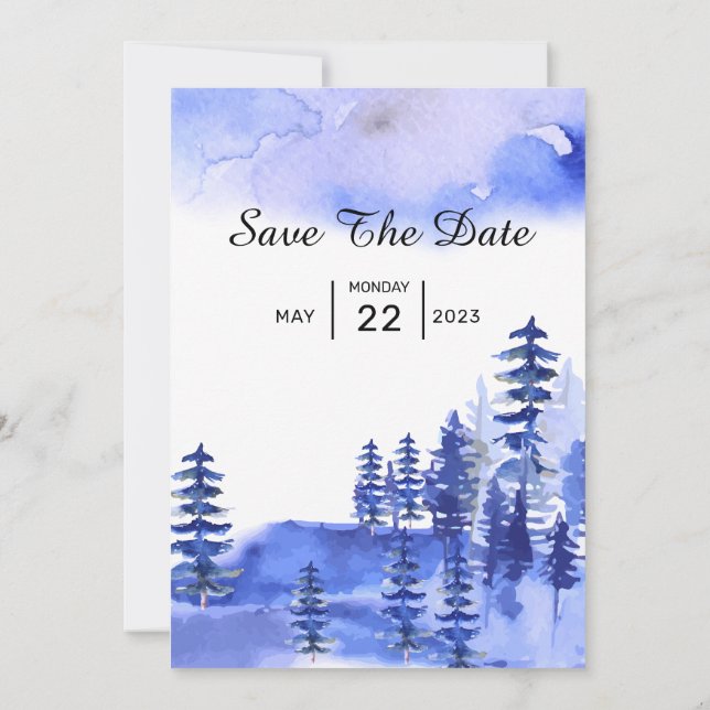 Elegant Winter Wedding Invitation Card Vector temp (Back)