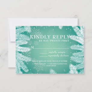 Elegant Winter Wedding Meal Choice RSVP Card