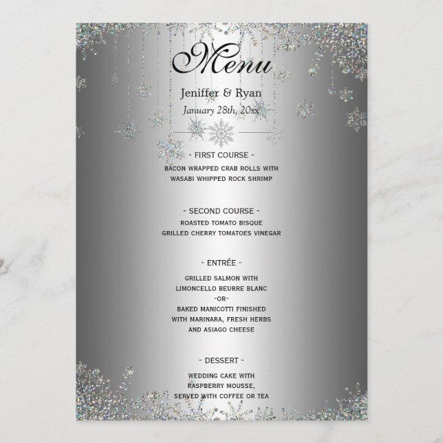 Elegant winter Wedding Menu (Front)