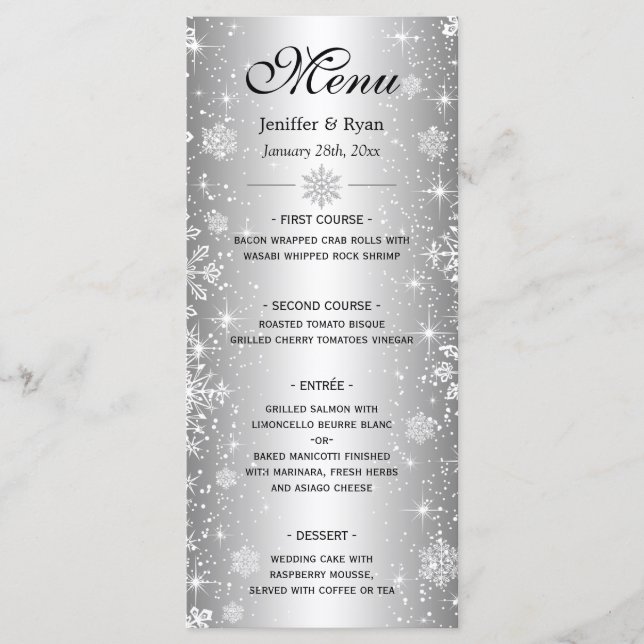Elegant winter Wedding Menu (Front)