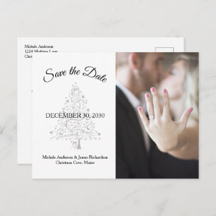 Elegant Winter Wedding Photo Save The Date Announcement Postcard