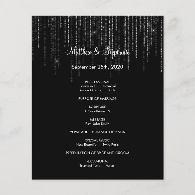 elegant winter Wedding Program Flyer 5.5" x 8.5" (Front)