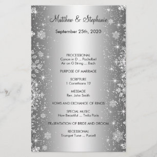 elegant winter Wedding Program Flyer 5.5" x 8.5"
