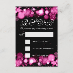Elegant Winter Wedding RSVP Pink Lights