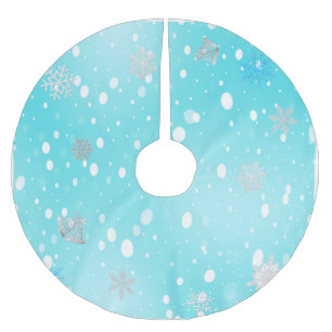 Elegant Winter Wonderland Blue Snowflake Brushed Polyester Tree Skirt