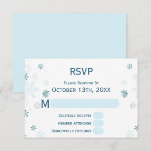 Elegant Winter Wonderland Blue Snowflake RSVP Card