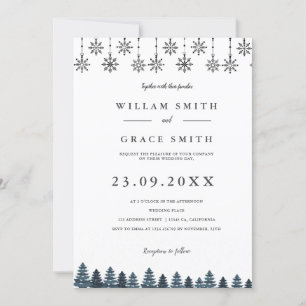 Elegant Winter Wonderland Snowflakes wedding Invitation