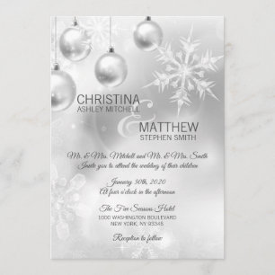 Elegant Winter Wonderland Snowflakes White WEDDING Invitation