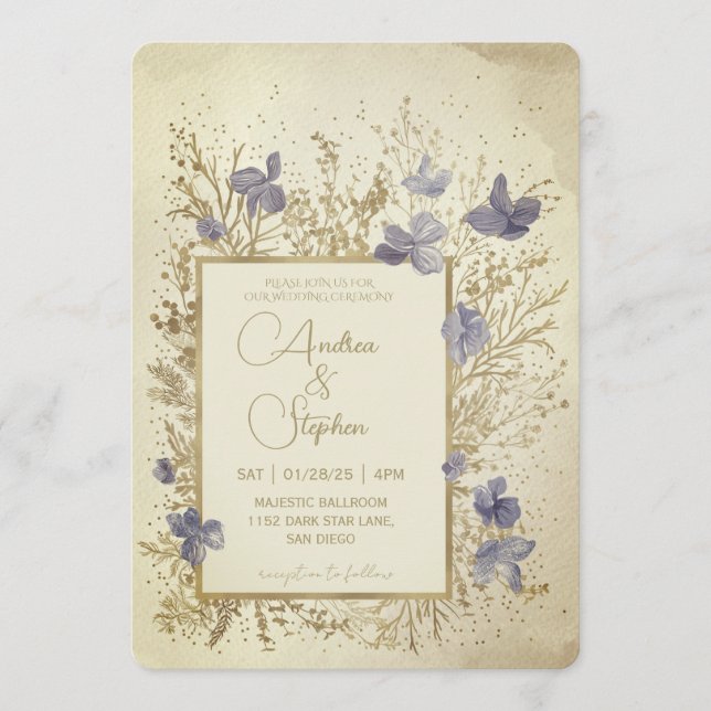 Elegant Wintry Foliage Winter Wedding Invitation (Front)