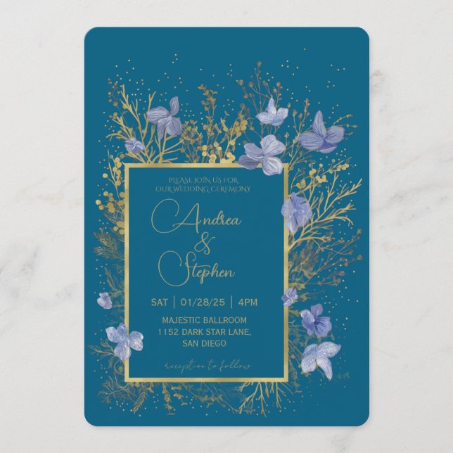 Elegant Wintry Foliage Winter Wedding Invitation (Front)