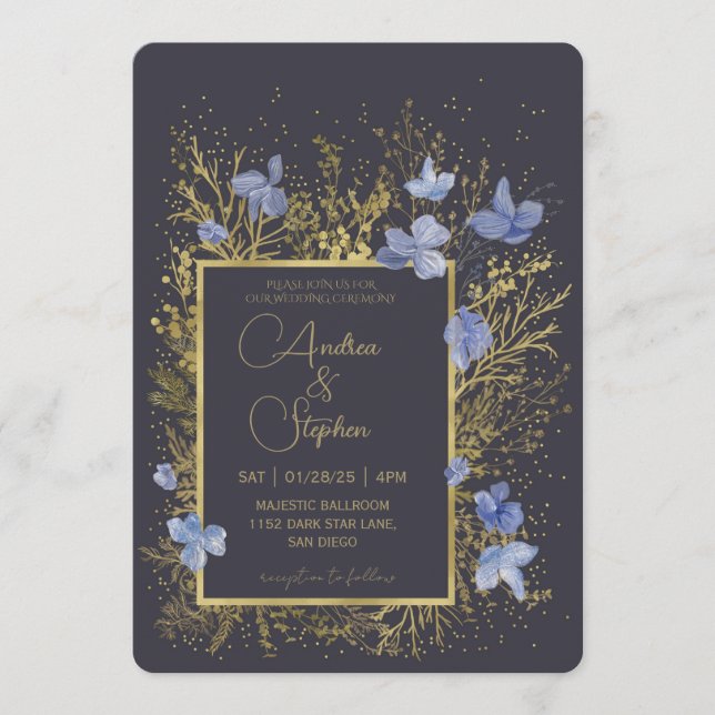 Elegant Wintry Foliage Winter Wedding Invitation (Front)