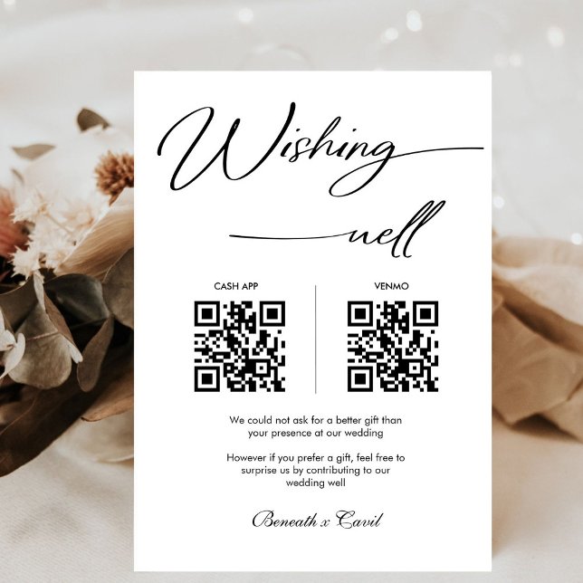 Elegant Wishing Well Honeymoon QR Code Wedding Pedestal Sign (Creator Uploaded)