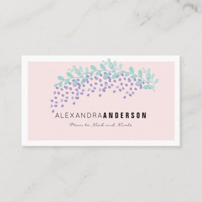 Elegant Wisteria Blush Pink Mommy Business Card (Front)