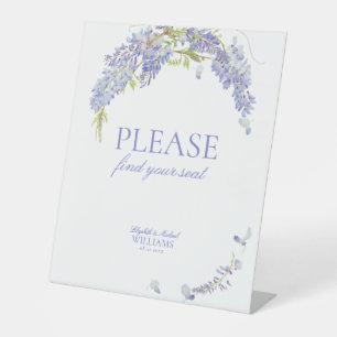 Elegant Wisteria Find Your Seat Botanical Purple  Pedestal Sign