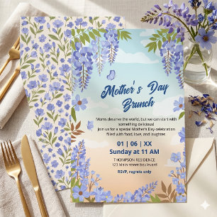 Elegant Wisteria Floral Mother’s Day Brunch  Invitation