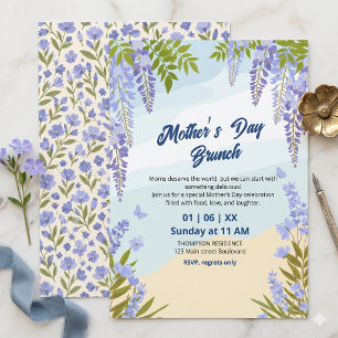 Elegant Wisteria Floral Mother’s Day Brunch  Invitation