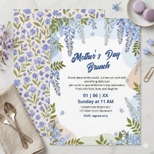 Elegant Wisteria Floral Mother’s Day Brunch  Invitation