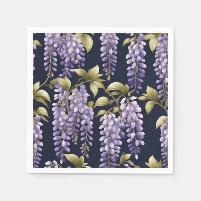Elegant Wisteria Floral Napkin (Front)