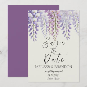 Elegant Wisteria Floral Purple Modern Wedding  Invitation