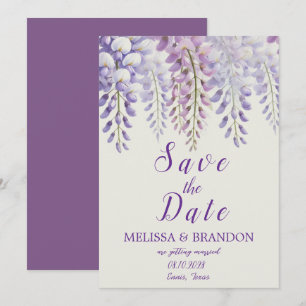 Elegant Wisteria Floral Purple Modern Wedding  Invitation
