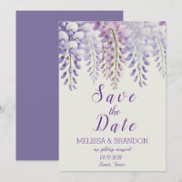 Elegant Wisteria Floral Purple Modern Wedding 
