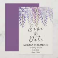 Elegant Wisteria Floral Purple Modern Wedding