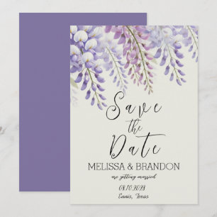 Elegant Wisteria Floral Purple Modern Wedding  Invitation