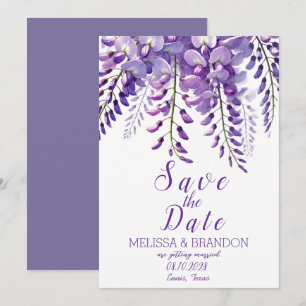 Elegant Wisteria Floral Purple Modern Wedding  Invitation