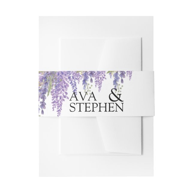 Elegant Wisteria Tree Personalized Wedding Invitation Belly Band (Front Example)