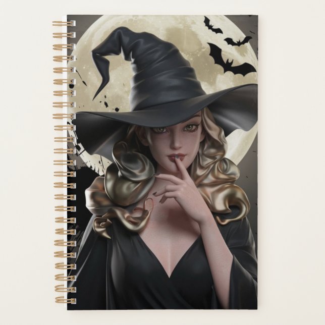 Elegant Witch Full Moon Journal Planner (Front)
