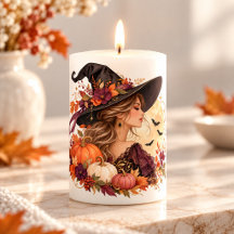 Elegant Witch Halloween Candle | Autumn Moon, Pump