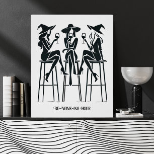 Elegant Witches Wine "Be-Wine-ing Hour" Modern Poster